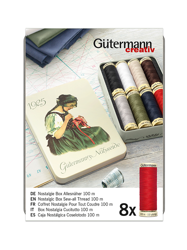 Caja Nostálgica 8 bobinas Gütermann Coselotodo 100 metros.