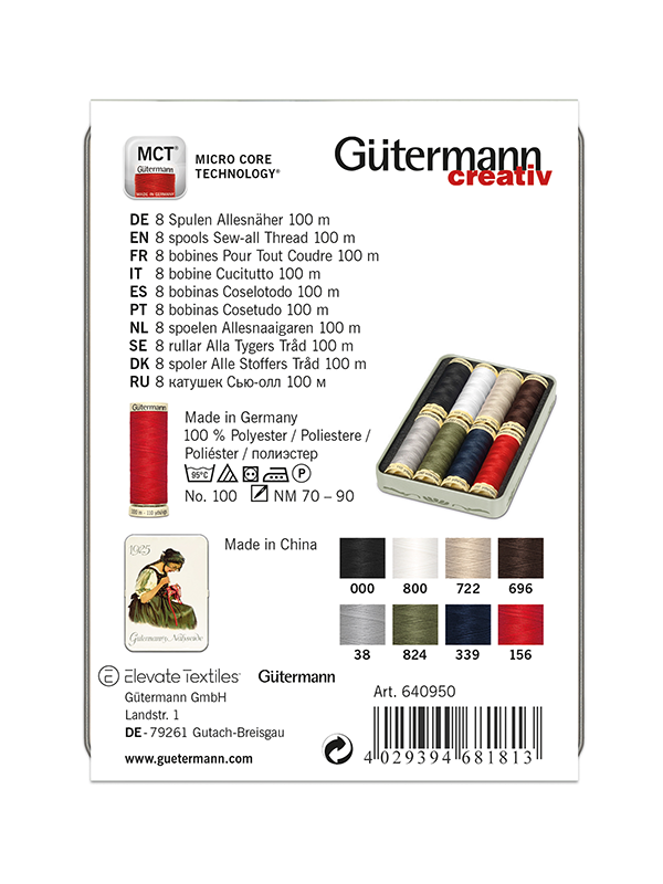 Caja Nostálgica 8 bobinas Gütermann Coselotodo 100 metros.