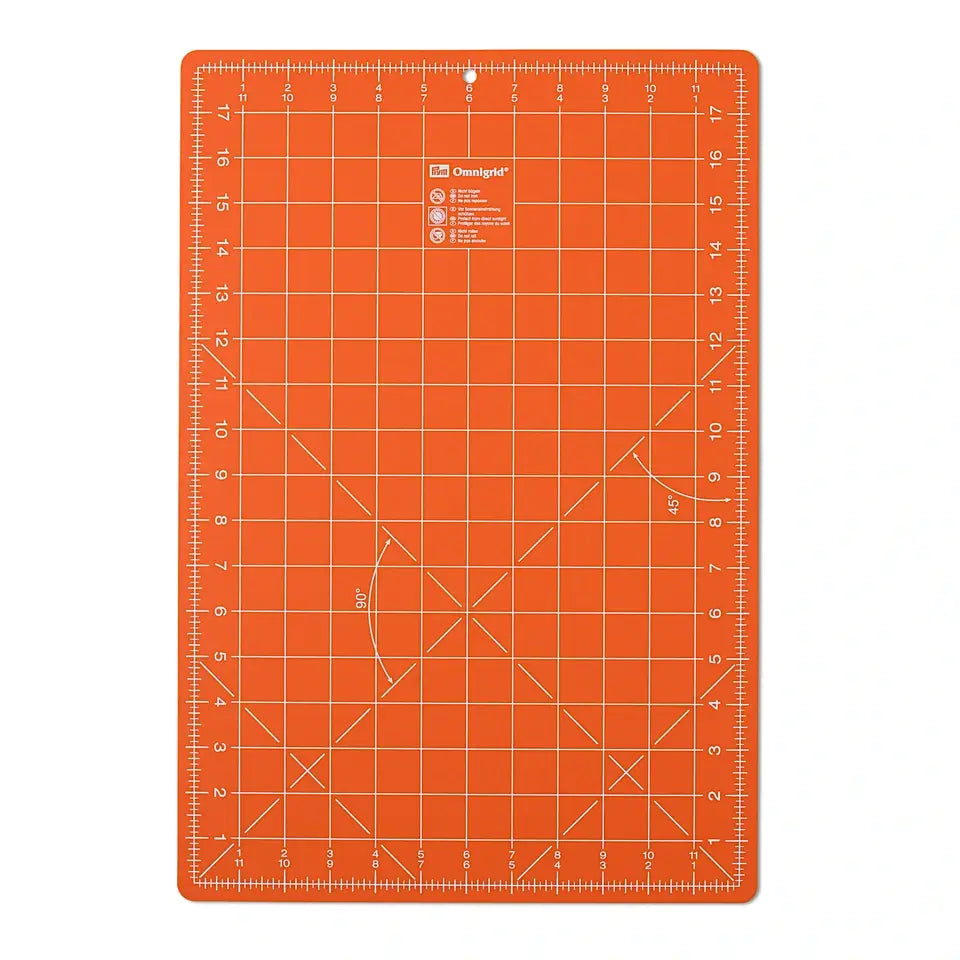 Base de corte Prym, con divisiones en cm/pulgadas, 30x45cm, naranja