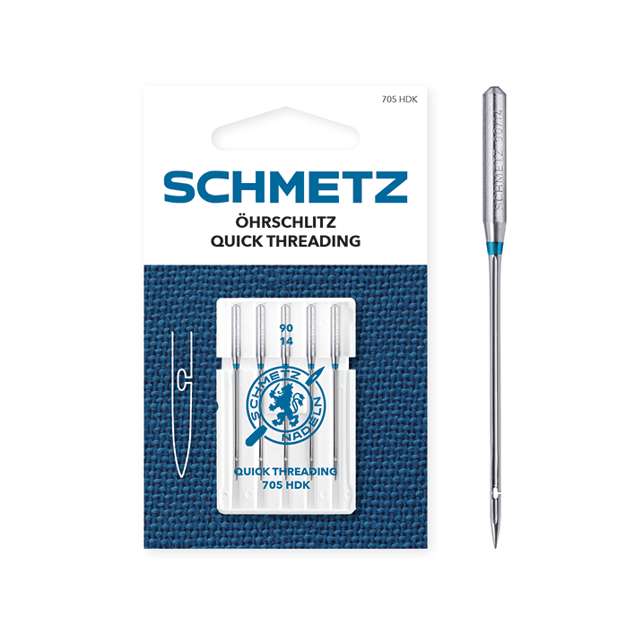Agujas Schmetz sistema 705 HDK nº 90 de enhebrado fácil.