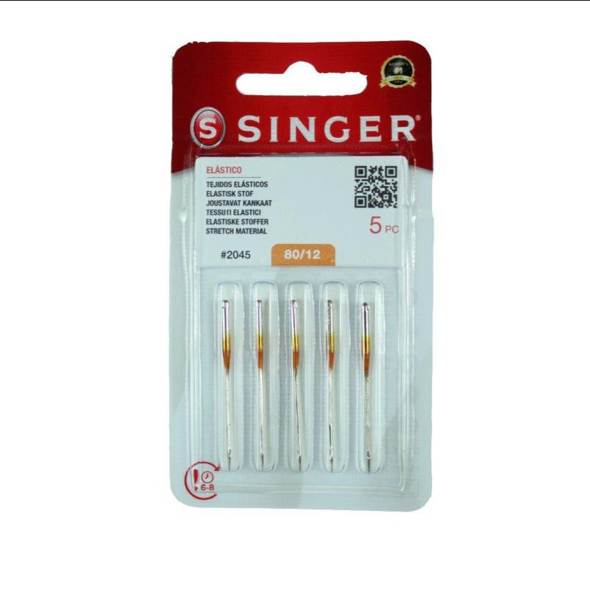 Agujas Singer 130/705 ref. 2045 de punta de bola para tejidos de punto.