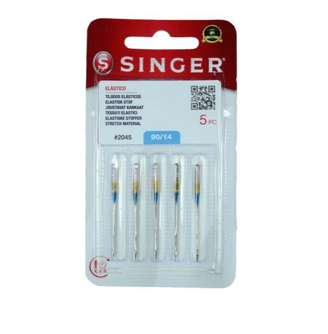 Agujas Singer 130/705 ref. 2045 de punta de bola para tejidos de punto.