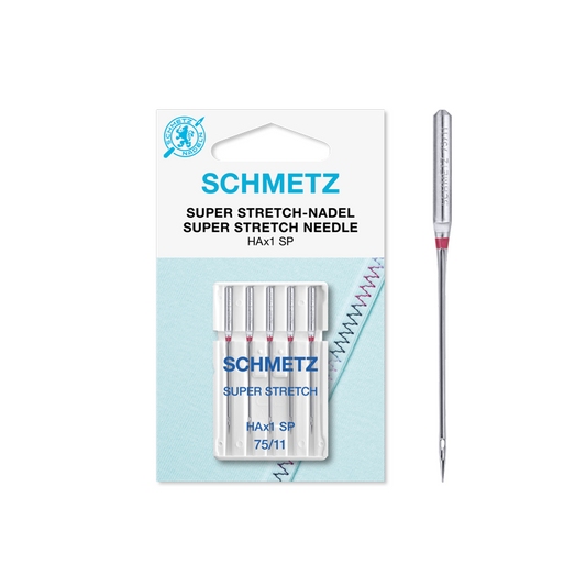 Agujas Schmetz sistema 130/705 HAx1 SP Super Stretch para punto y lycra.