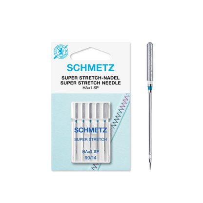 Agujas Schmetz sistema 130/705 HAx1 SP Super Stretch para punto y lycra.